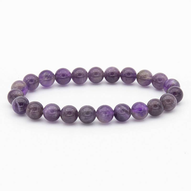 8MM Elastic Natural Stone Bracelets - Amethyst