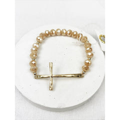 Hammered Cross beaded bracelet