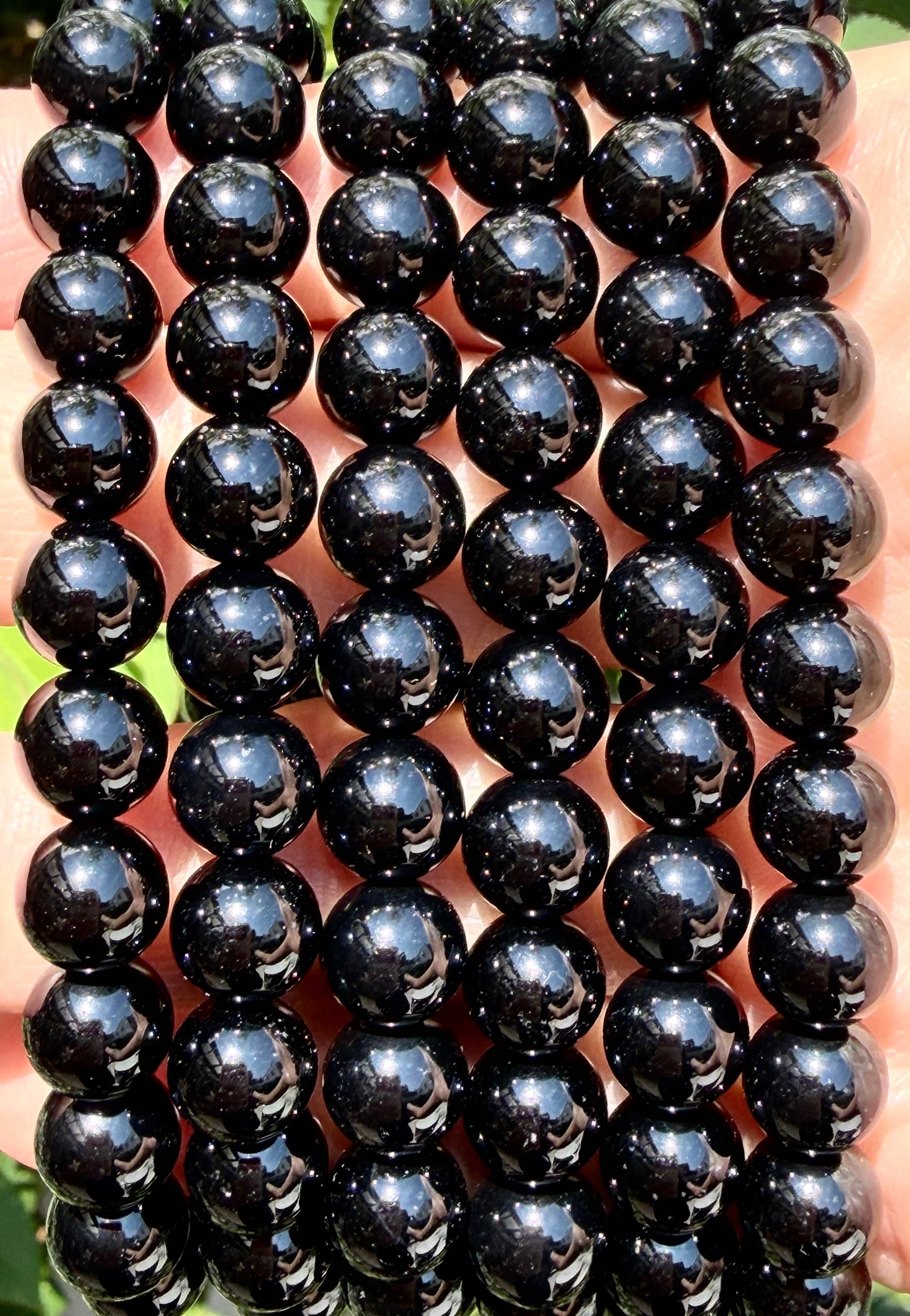 Natural Black Onyx 8mm Crystal Healing Stretch Bracelet 7.5"