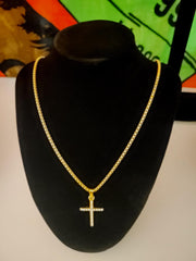 Gold Cross Stainless Steel Necklace/Cubic Zirconia Pendant