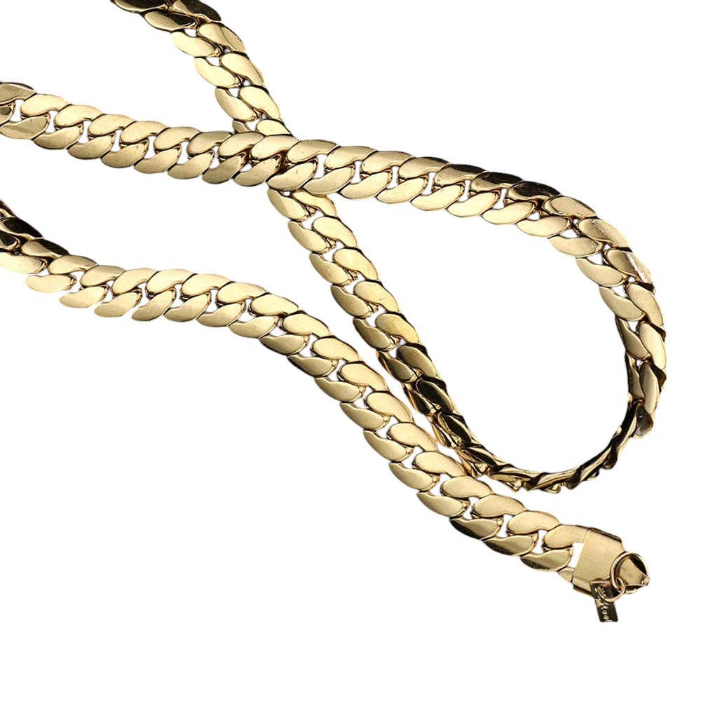 18 INCH, 8mm Stainless Steel Metal Chain Necklace: Rhodium
