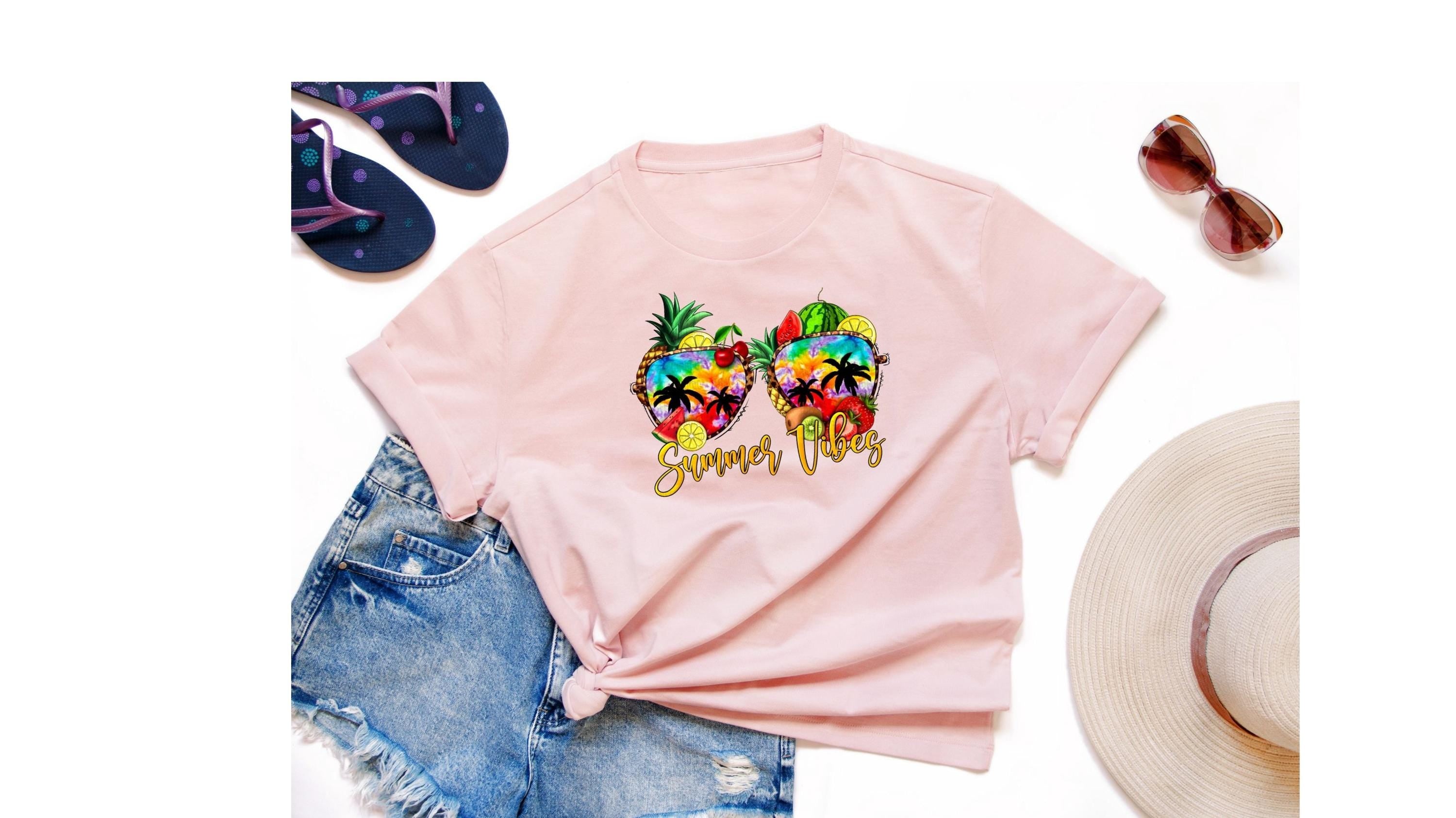 Summer Vibes, custom hand pressed t-shirt, women owned, totes