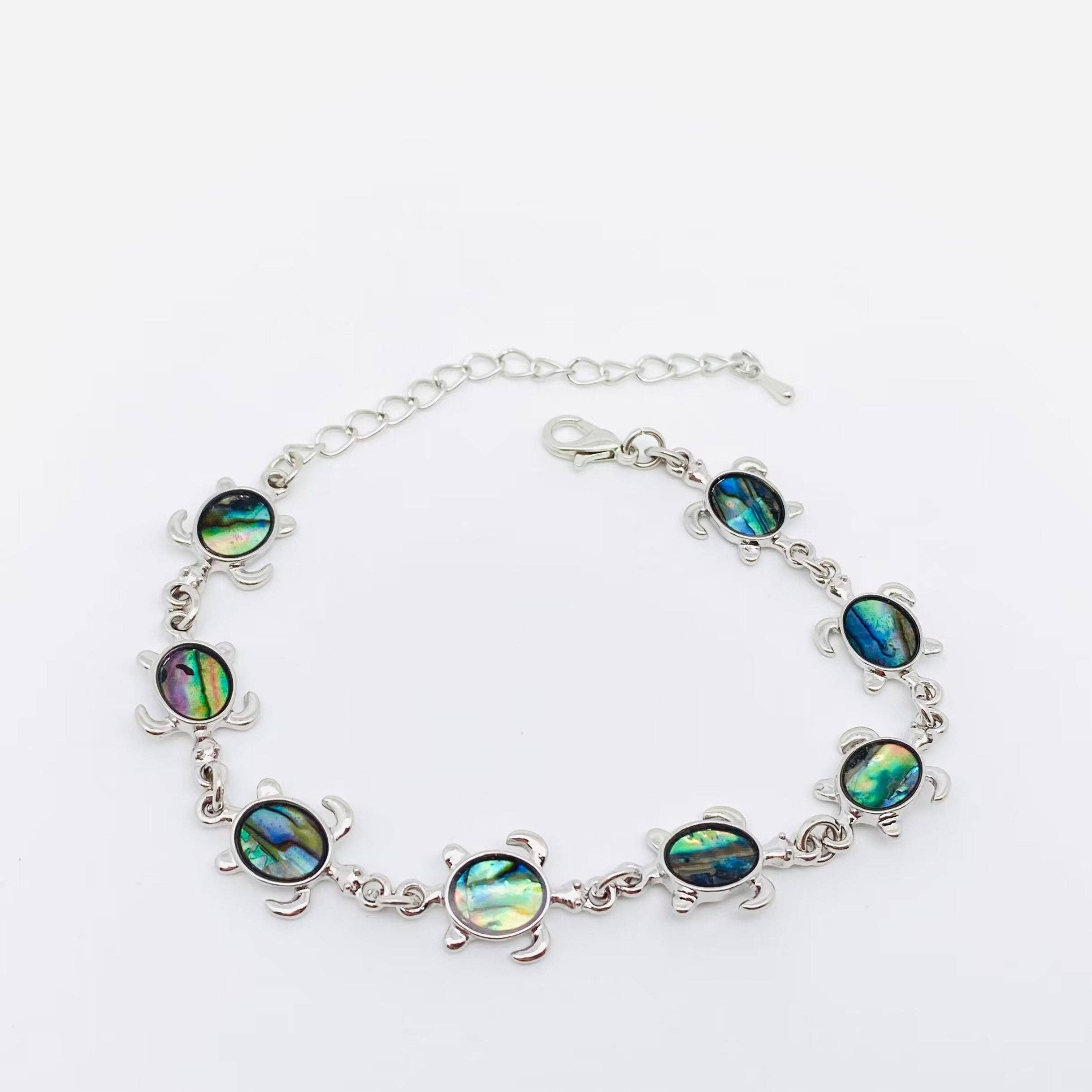 Multi-style Abalone Shell Metal Chain Bracelets: Square