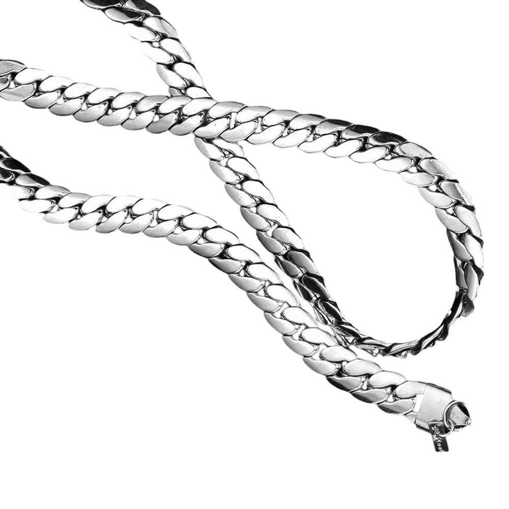 18 INCH, 8mm Stainless Steel Metal Chain Necklace: Rhodium