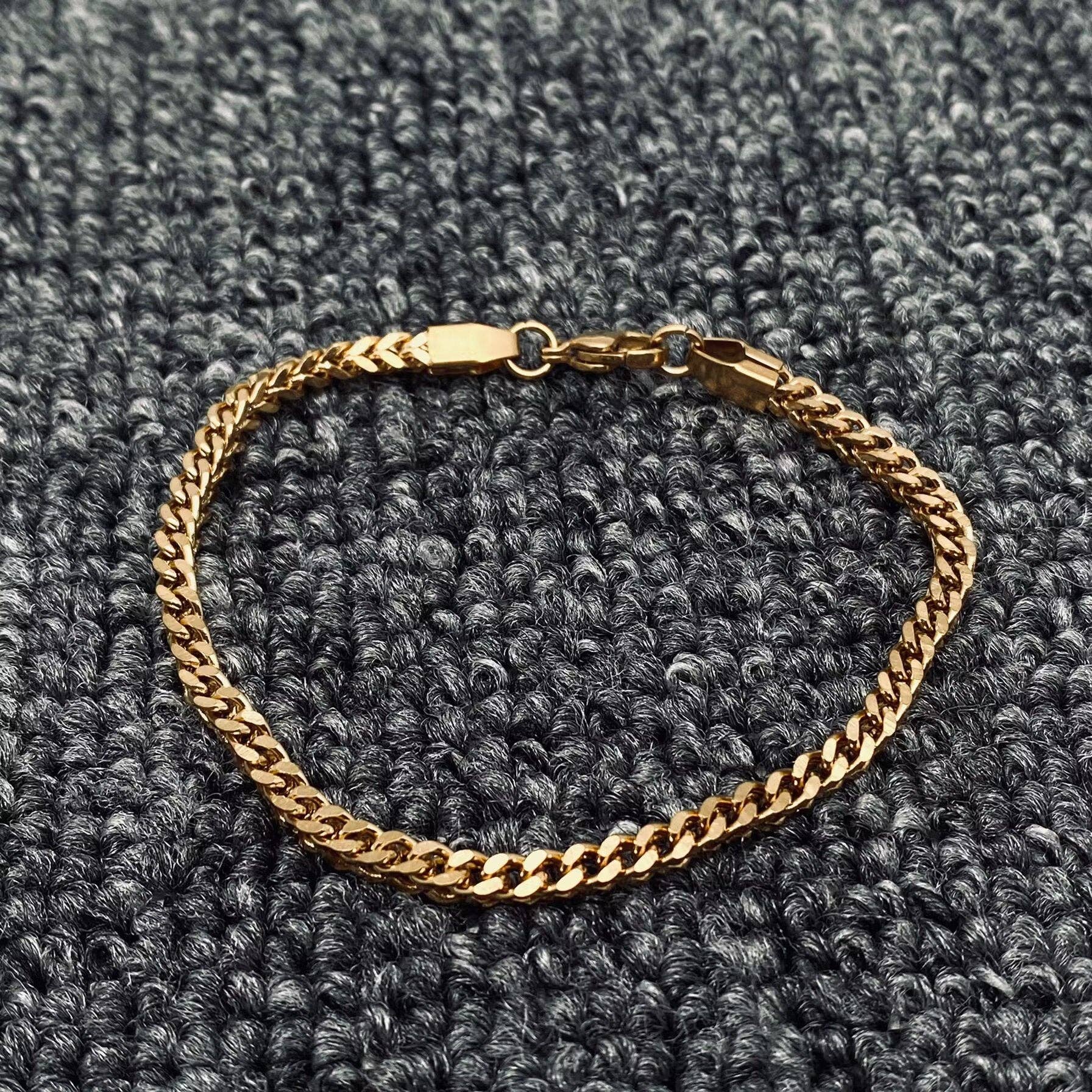 Man Stainless Steel Double Layer Cuban Chain Bracelet -MJ/BC: Steel color / 3mm * 20mm