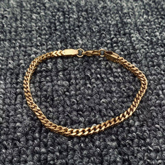 Man Stainless Steel Double Layer Cuban Chain Bracelet -MJ/BC: Steel color / 3mm * 20mm