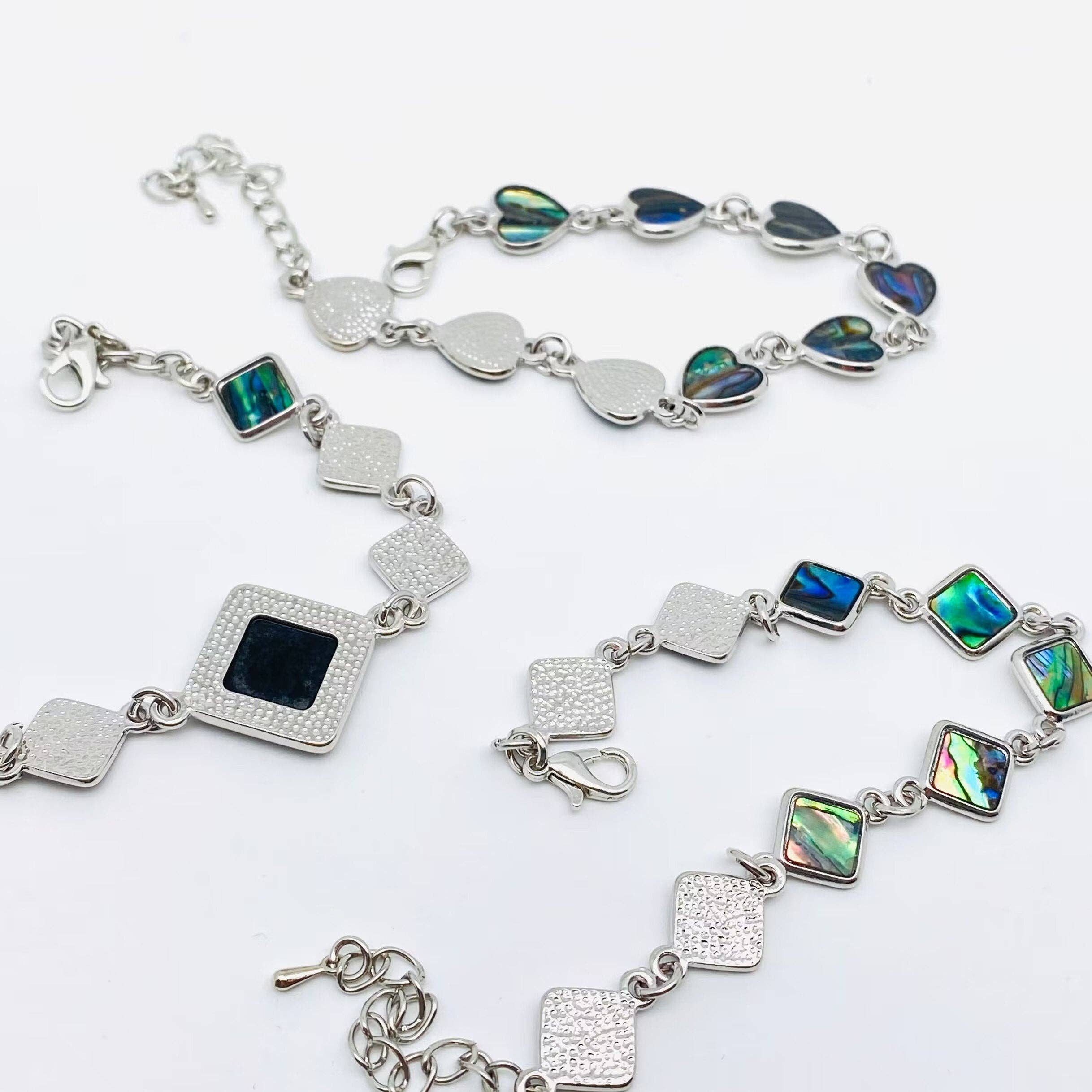 Multi-style Abalone Shell Metal Chain Bracelets: Square