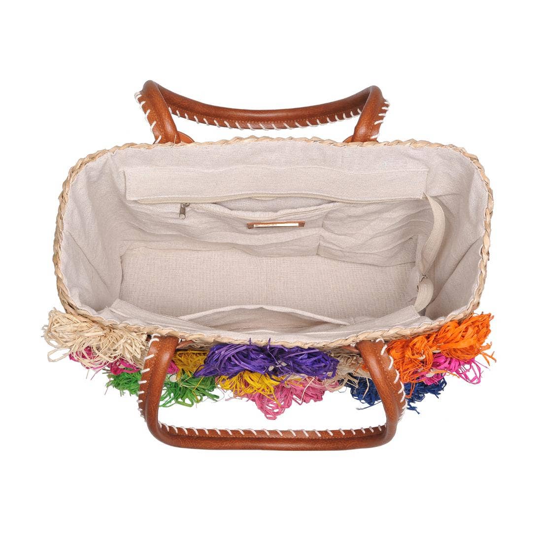 Queenie Floral Straw Tote: Natural