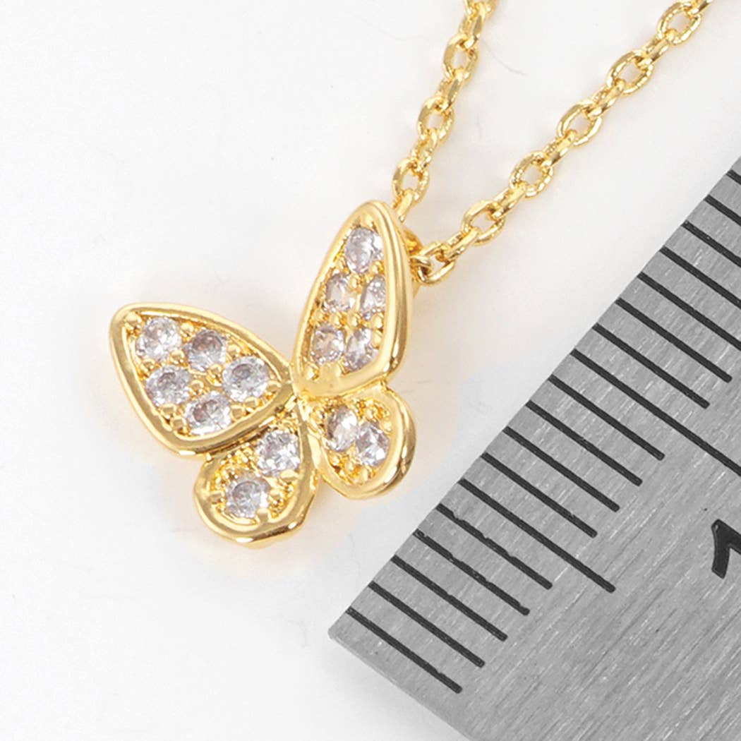 CZ Gold-Dipped Butterfly Necklace: RCR / ONE SIZE