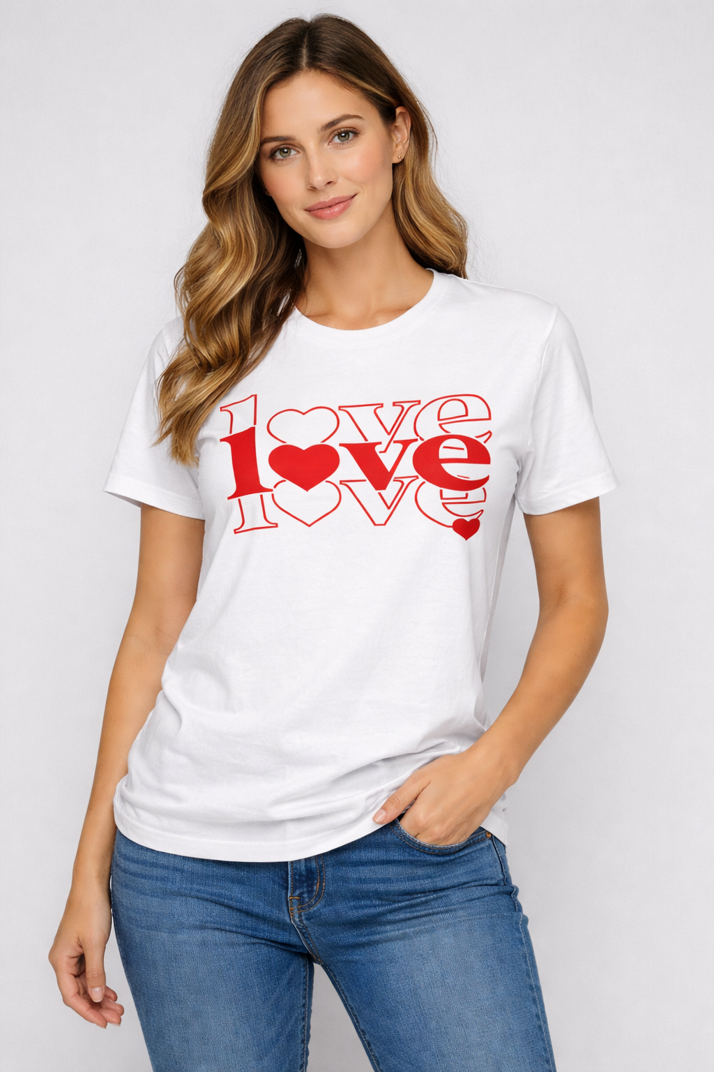 LOVE, custom hand pressed t-shirt